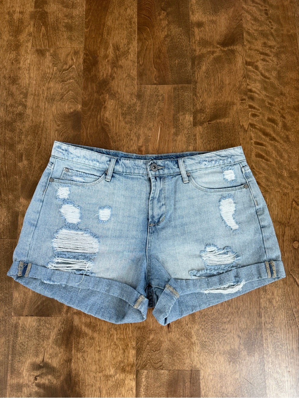 Articles Of Society Light Wash Distressed Denim Shorts